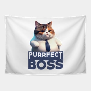 Just a Purrfect Boss Funny Cat Tapestry