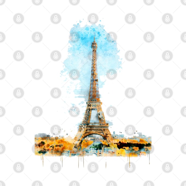 Paris Eiffel tower watercolor painting by Stylizing4You