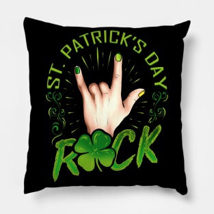 Sign Of The Horns Hand Logo Rock Music St Patricks Day Pillow