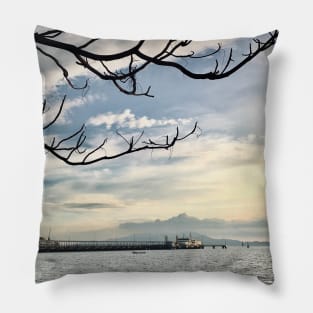 Harbour with the beautiful sky Pillow