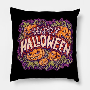 jack o lantern halloween illustration Pillow