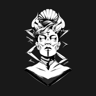 Black and White Merman Portrait - King of Deep T-Shirt