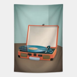 Vintage Turntable With Vinyl Record Illustration Tapestry