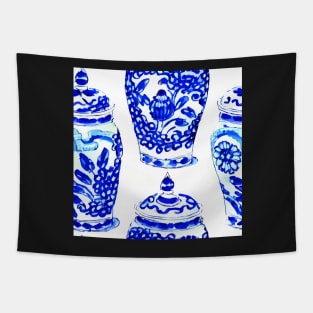 Blue and white chinoiserie jars Tapestry