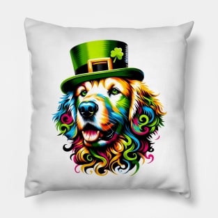 Curly-Coated Retriever Celebrates Saint Patrick's Day Pillow