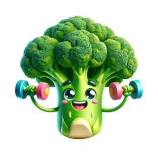 Fit & Fun Broccoli Mascot – Health and Fitness Enthusiast Sticker T-Shirt