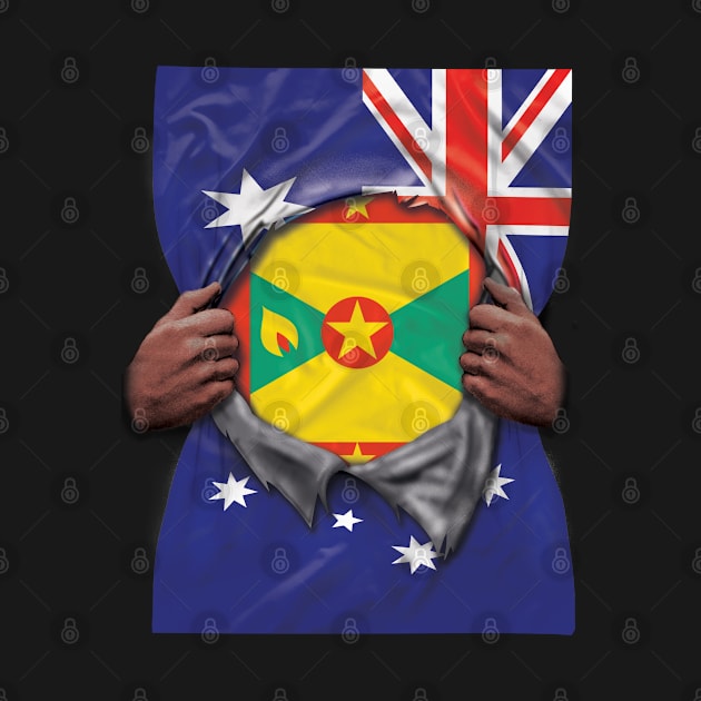 Grenada Flag Australian Flag Ripped - Gift for Grenadan From Grenada by Country Flags