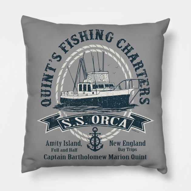 Captain Quint's SS Orca Lts Pillow by Alema Art