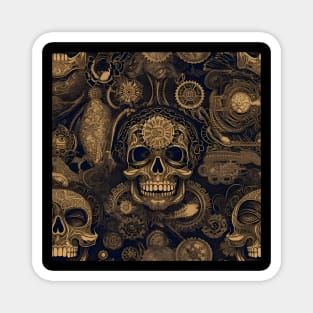 Retro steampunk skull pattern Magnet