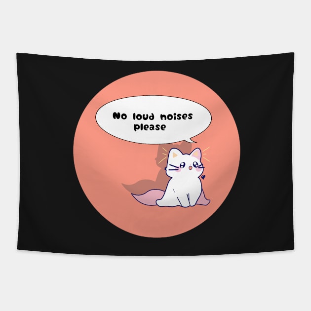 No Loud Noises disability awareness cute cat Tapestry by RavenRarities