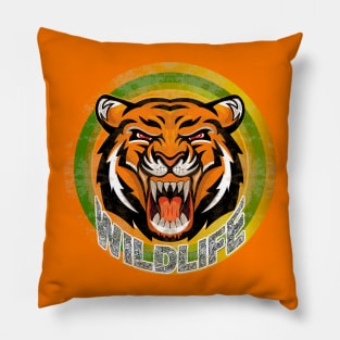 Vintage Tiger Face in the Wilderness Pillow