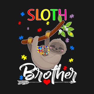 Sloth Autism Awareness Cute Sloth Puzzle Piece Brother T-Shirt