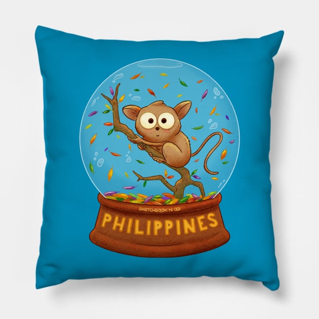 Tarsier “Leaf” (Snow) Globe Pillow by Sketchbook ni Abi