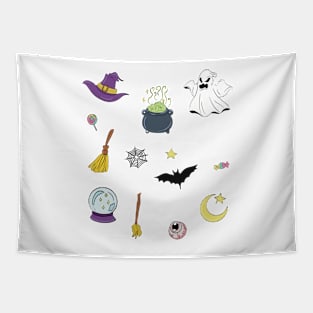 Halloween spooky stickers Tapestry