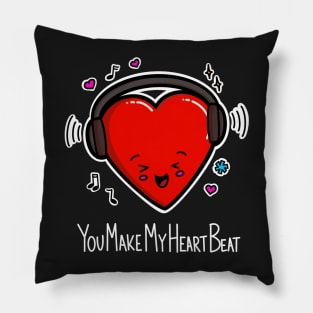 You Make My Heart Beat cute Kawaii dancing love heart Pillow