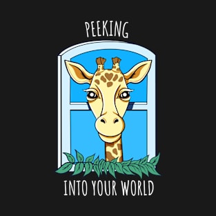 Cute Peeking Giraffe in the Window T-Shirt