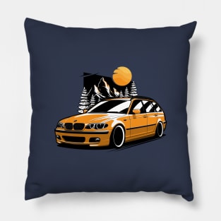 Yellow E46 Touring Mountains Pillow