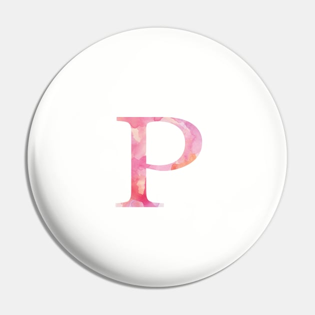 Pink Rho Watercolor Letter Pin by AdventureFinder