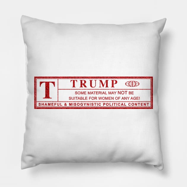 donald trump warning label Pillow by polisci