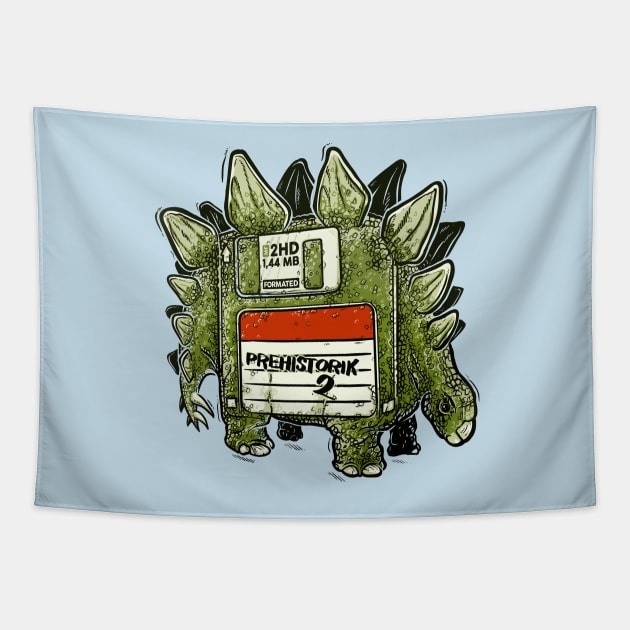 Prehistoric diskette Tapestry by raxarts