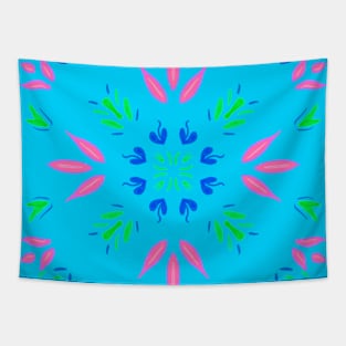 Cyan Flower Pattern Tapestry