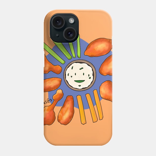 Buffalo Wings with dipping sauce Phone Case by Snacks At 3