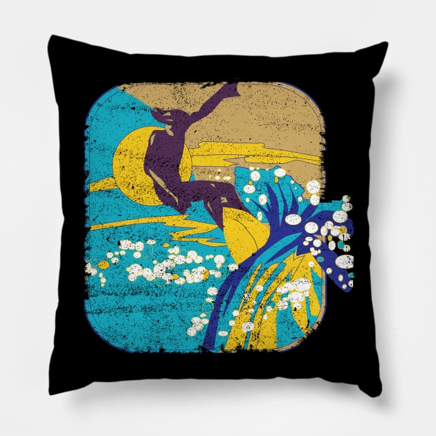 Surfers Waves At the Beach Surfing Design Pillow by TeeShirt_Expressive