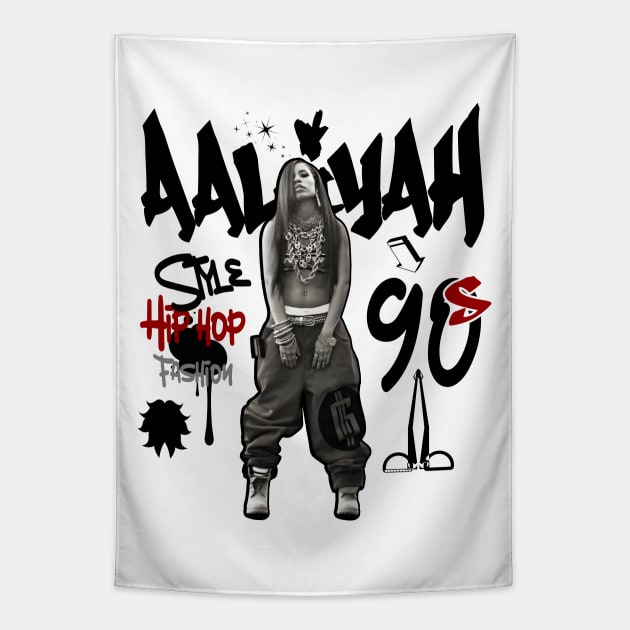 Aaliyah hiphop fashion 90s Tapestry by Degiab