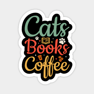 cats Books Coffe Magnet