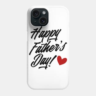 Simple Happy Father's Day Calligraphy with Red Heart Phone Case