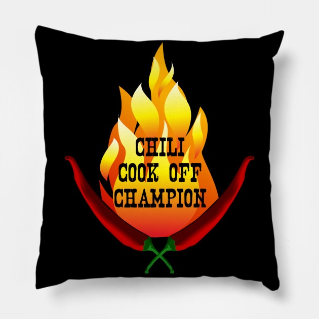 Chili Cook Off Champion Flame Design Pillow by HighBrowDesigns