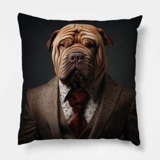 Chinese Shar-Pei Dog in Suit Pillow