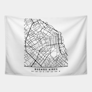 BUENOS AIRES ARGENTINA BLACK CITY STREET MAP ART Tapestry