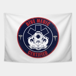 Dive Medic Certified (Small logo - Distressed) Tapestry