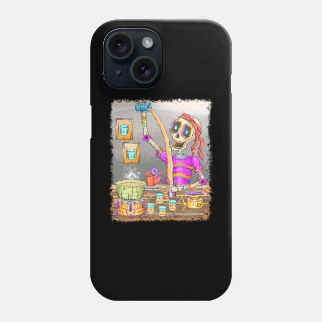 The Skeleton Teaman Hustle - Día De Los Muertos - India Nostalgia Phone Case by Scriptnbones