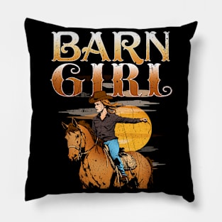 Barn Girl I Equestrian Pony Horse Fan Pillow