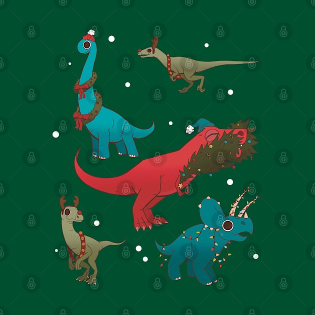 Christmas Holiday Dinosaurs by Bee and Clover Designs