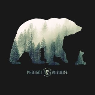 Protect Wildlife - Nature - Bear with Cub Silhouette T-Shirt