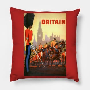 Vintage Travel Poster, the King's Guard on Horses Pillow
