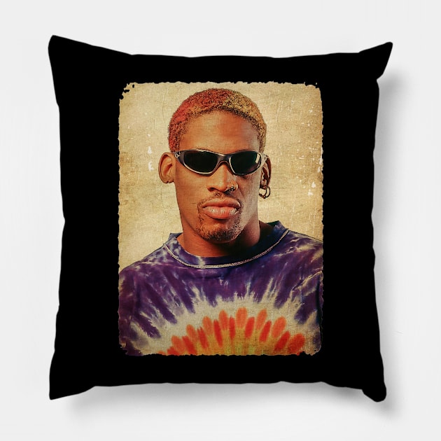 Dennis Rodman Was The Goat Vintage Pillow by Milu Milu