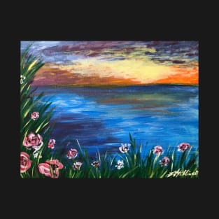 Sunset Over The Pond - Cape May Point Acrylic Painting T-Shirt