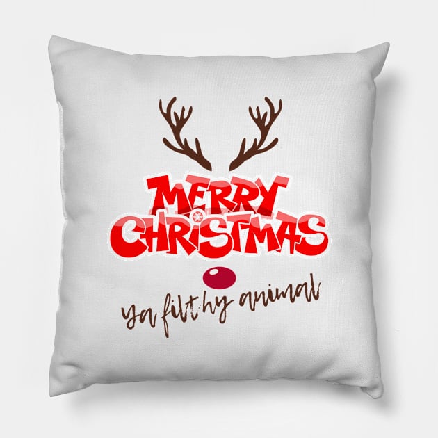 Merry Christmas Ya Filthy Animal! Pillow by HROC Gear & Apparel