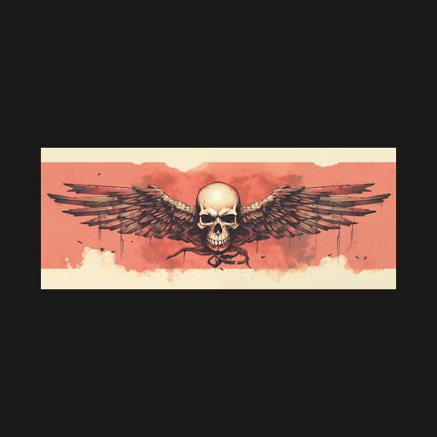 Skull and Wings Red by DavidLoblaw