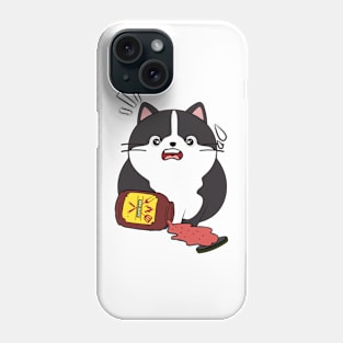 Funny fat cat spilled BBQ sauce Phone Case