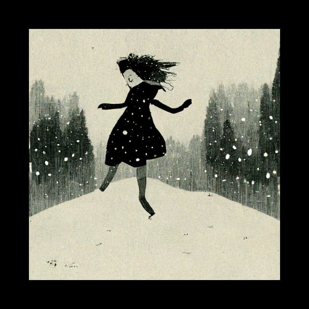 Girl excited and playing in the snow as the flakes begin to fall. by Liana Campbell