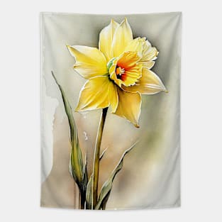 Daffodil watercolor art Tapestry