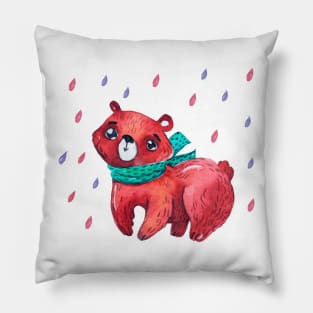 Bear Painting Hand Drawn Pillow