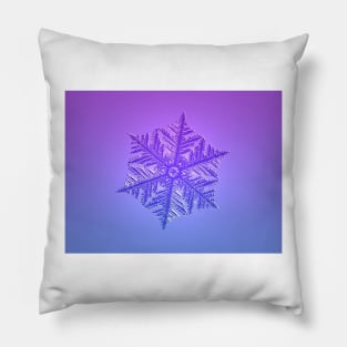 Violet Blue Fractal Snowflake Pillow