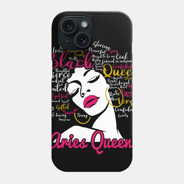 Aries Queen Funny Birthday Gift for Black Women Girl Phone Case by easleyzzi