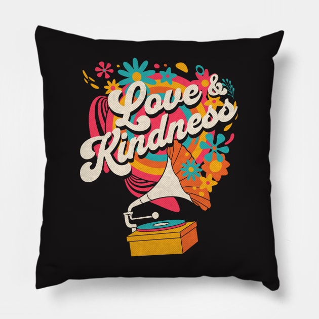 Love and Kindness - Retro Music Pillow by Unified by Design